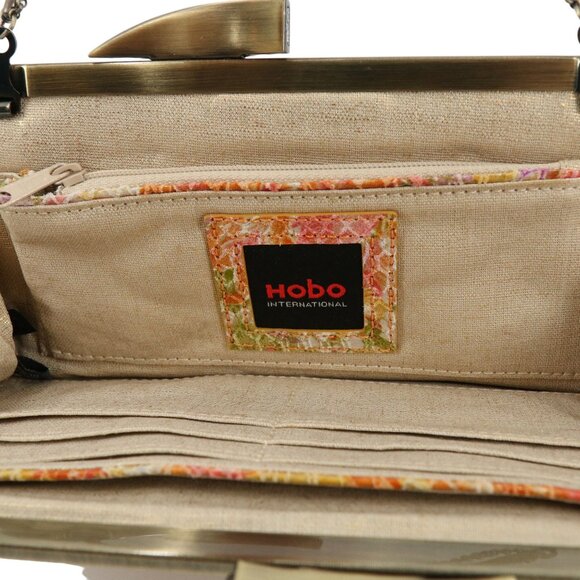 New HOBO International Chain Straps Snake Embossed Pleated Floral Clutch Bag - Picture 5 of 7